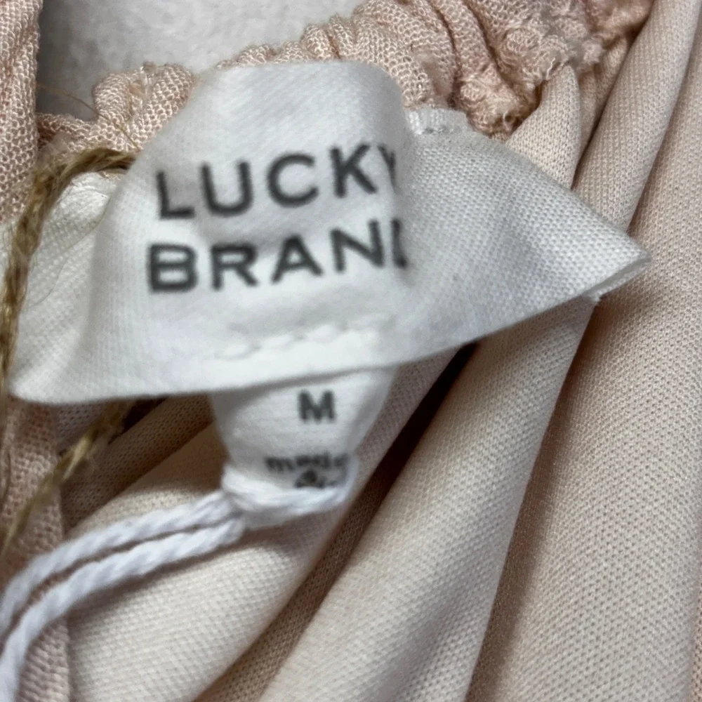Lucky Brand Maxi Dress Womens Medium Sand Combo Embroidered Boho Western  New - Picture 4 of 13